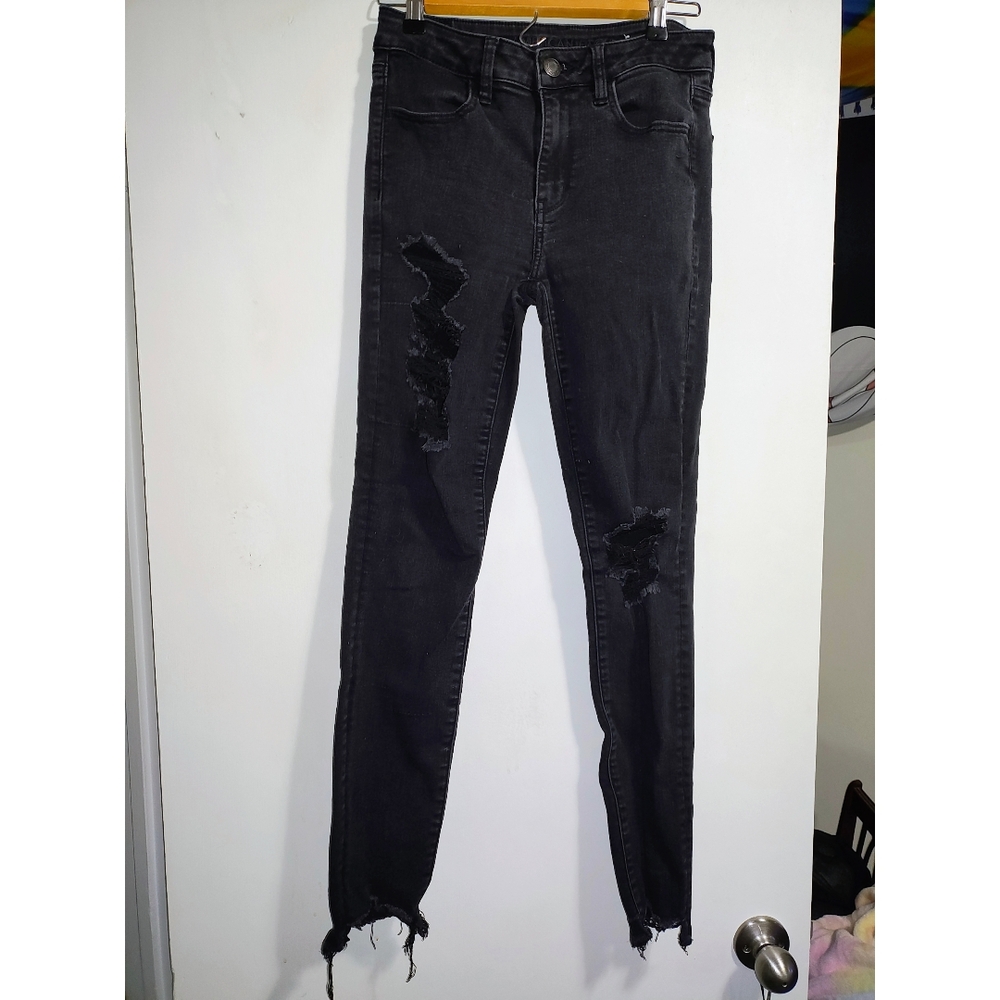 American Eagle Black Distressed Jeans